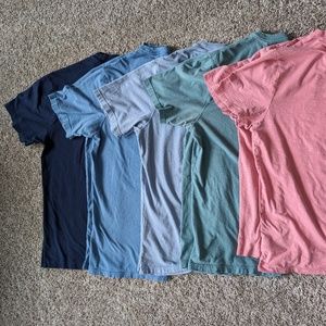 5 Mens XL T Shirts - Gap - American Eagle - Pink - Green - Blue